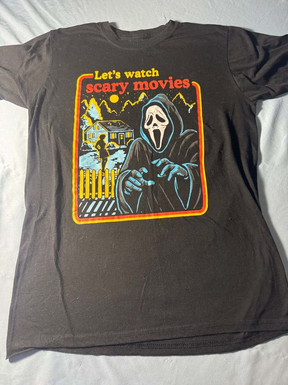 Ghost Face Let's Watch Scary Movies T-Shirt Size M